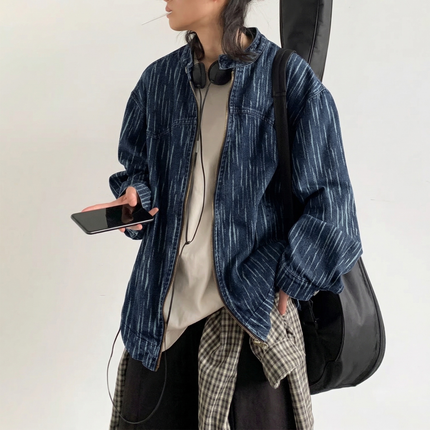 树皮肌理感提花牛仔 10FC661