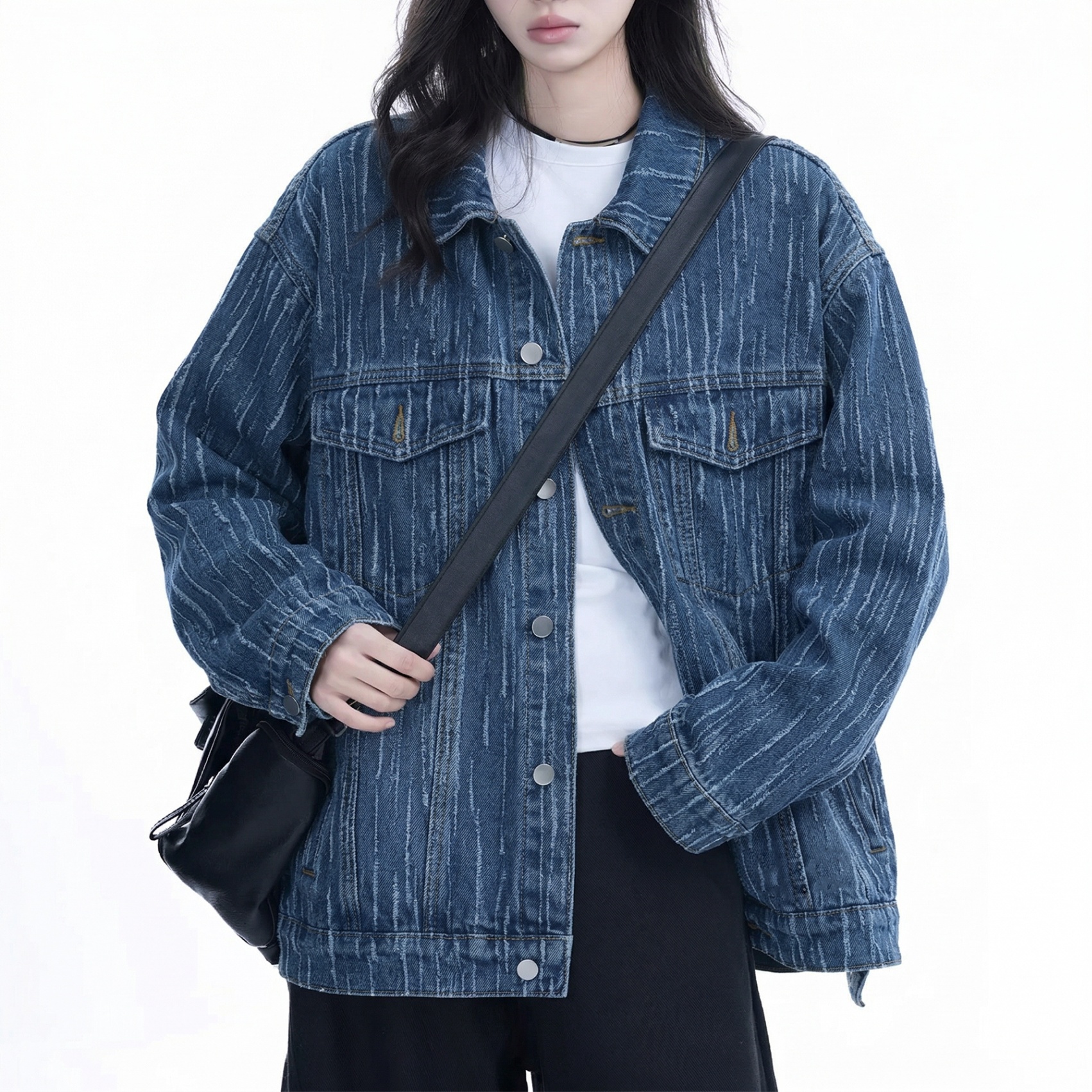 树皮肌理感提花牛仔 10FC661