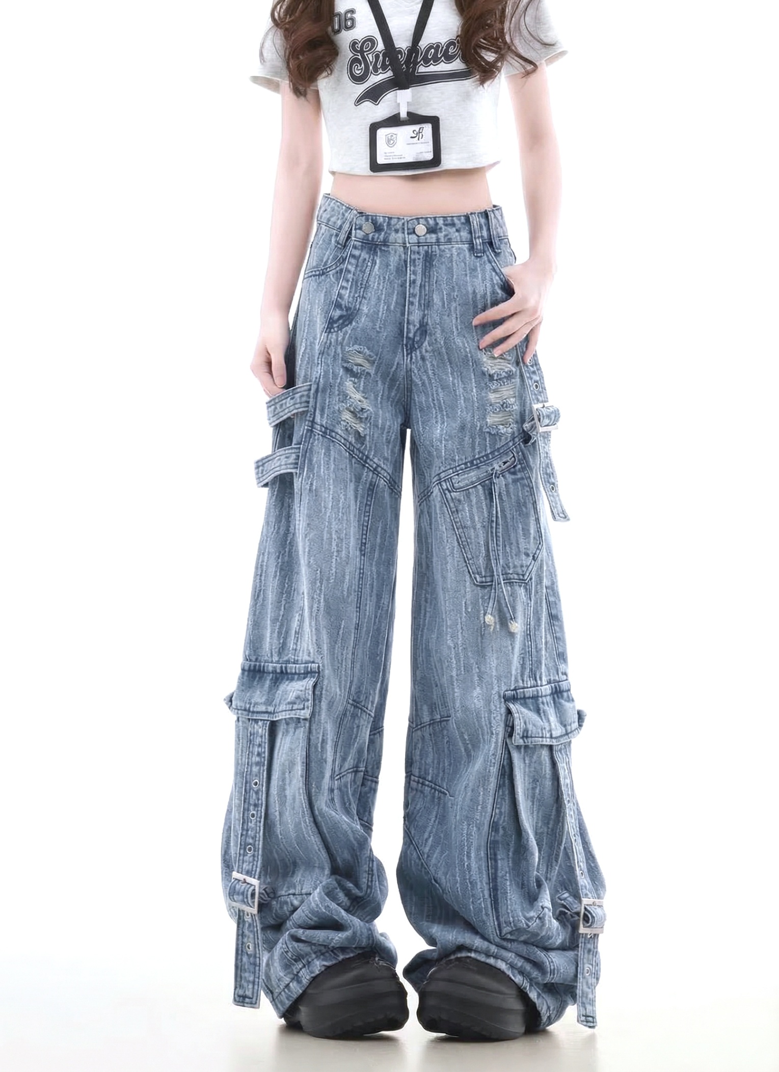 树皮肌理感提花牛仔 10FC661