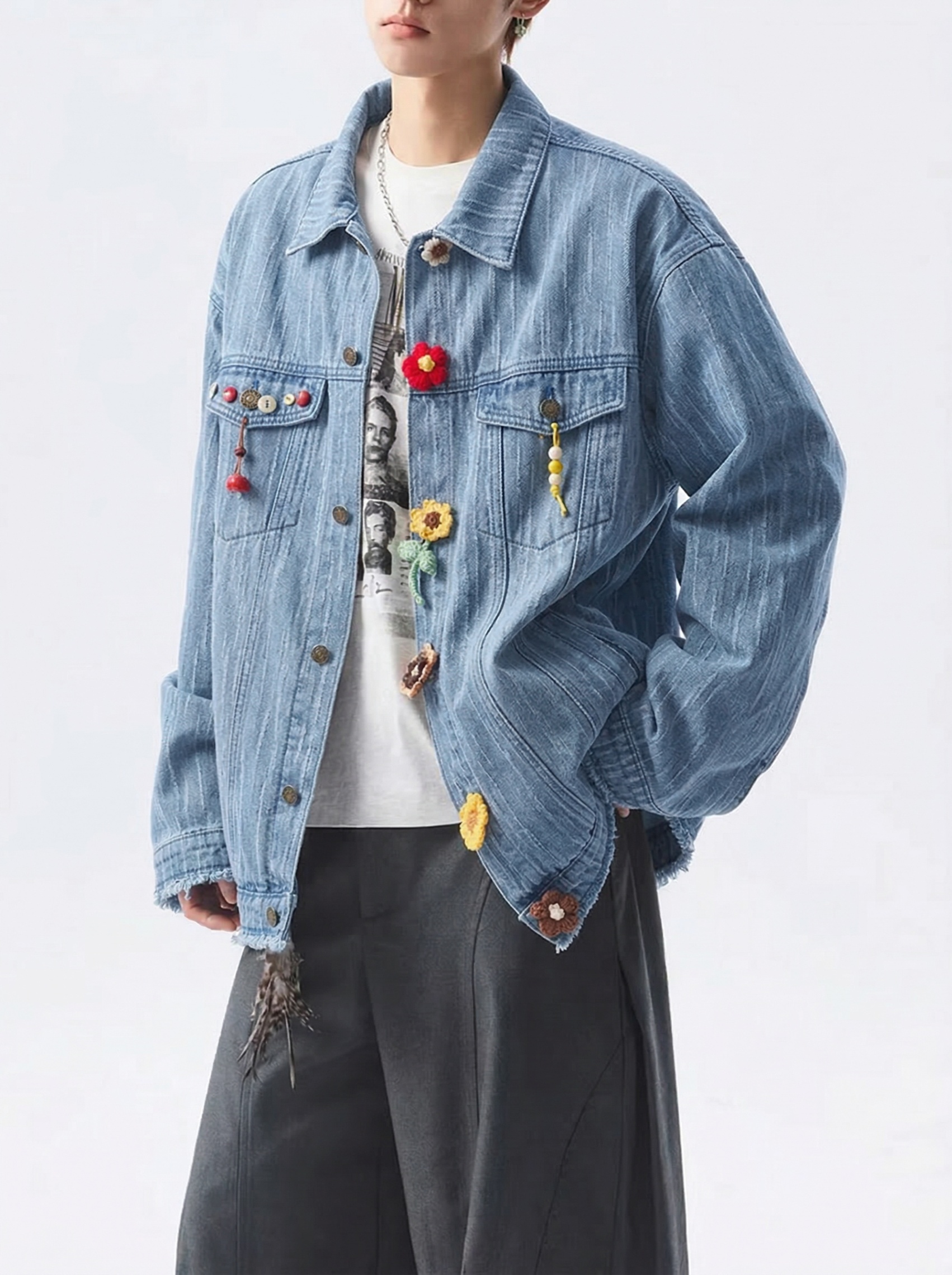 树皮肌理感提花牛仔 10FC661