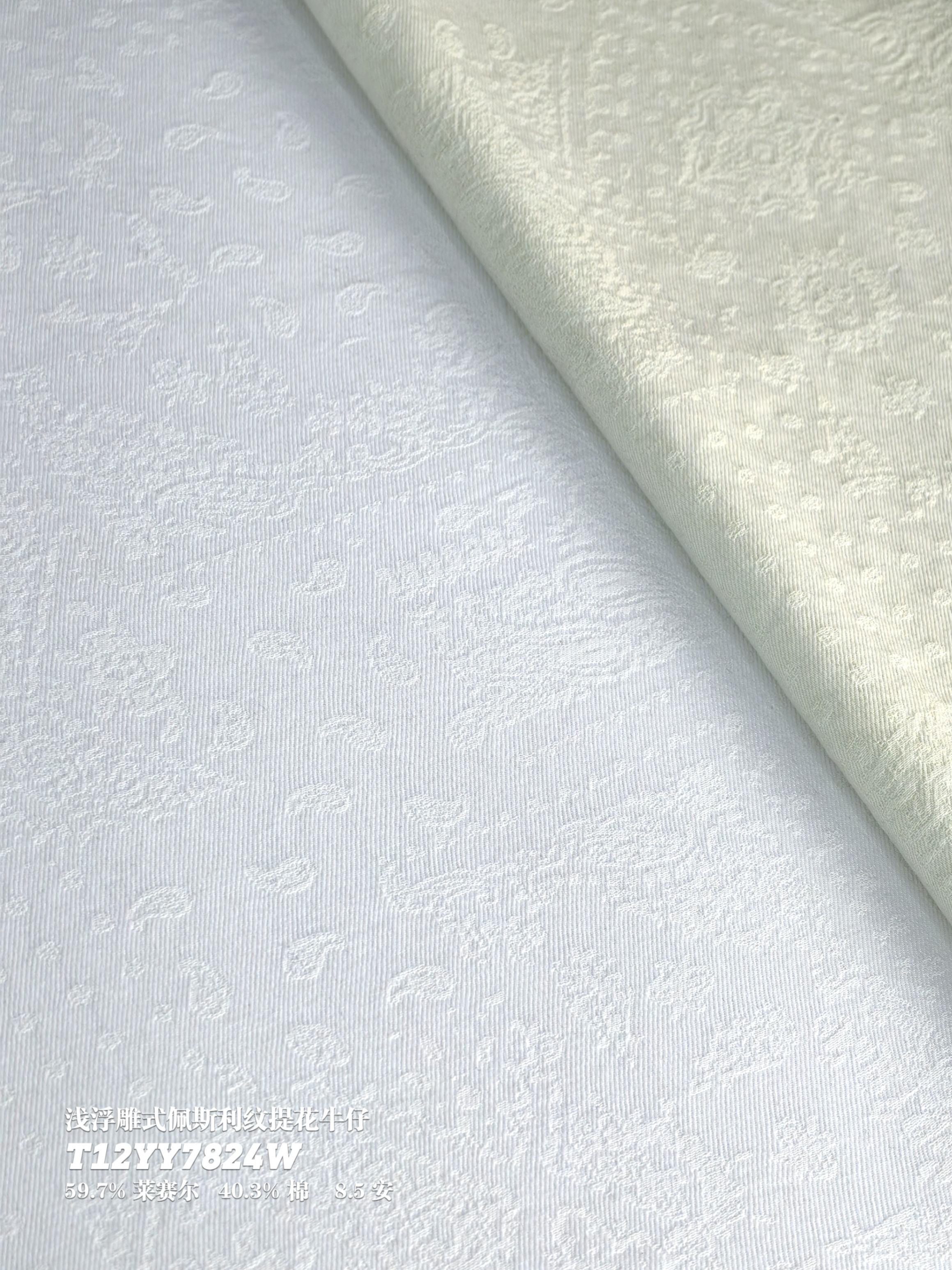 浅浮雕式佩斯利纹提花牛仔T12YY7824W